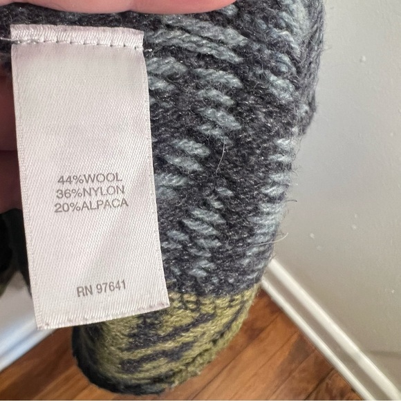 J. Jill Open Front Waterfall Cardigan Blue Green Geometric L - Picture 11 of 12